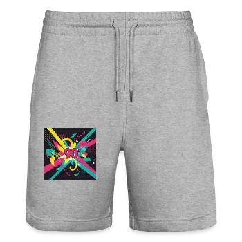 90er-Jahre-Vibes - Stanley/Stella Unisex Bio Joggingshorts Trainer  - Grau meliert - Vorne - Nik (191cm) & Marisol (170cm)