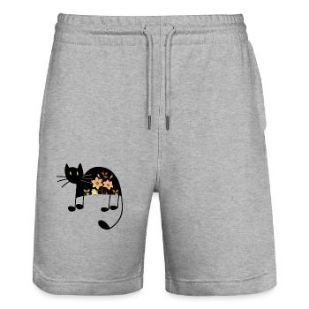 Cat - Stanley/Stella Trainer Unisex Organic Jogging Shorts - heather grey - Front - Nik (191cm) & Marisol (170cm)