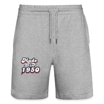 Hergestellt im 1950 Retro - Stanley/Stella Unisex Bio Joggingshorts Trainer  - Grau meliert - Vorne - Nik (191cm) & Marisol (170cm)