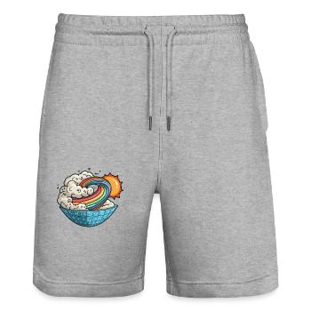 Mathematischer Wirbel Sonne - Stanley/Stella Unisex Bio Joggingshorts Trainer  - Grau meliert - Vorne - Nik (191cm) & Marisol (170cm)