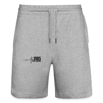 1985 Anniversary Gift 1985 Limited Edition 1985 - Stanley/Stella Trainer Unisex Organic Jogging Shorts - heather grey - Front - Nik (191cm) & Marisol (170cm)
