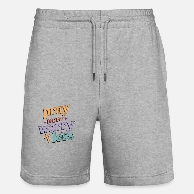 Priez plus, inquiétez-vous moins - Short de jogging bio TRAINER Stanley/Stella unisexe - gris chiné