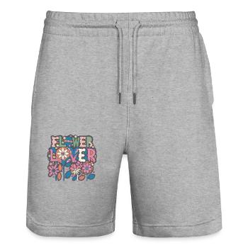 Amateur de fleurs Coloré Floral Design texte Art - Short de jogging bio TRAINER Stanley/Stella unisexe - gris chiné - Devant - Nik (191cm) & Marisol (170cm)