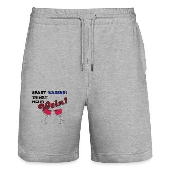 Spart Wasser trinkt Wein - Stanley/Stella Unisex Bio Joggingshorts Trainer  - Grau meliert - Vorne - Nik (191cm) & Marisol (170cm)
