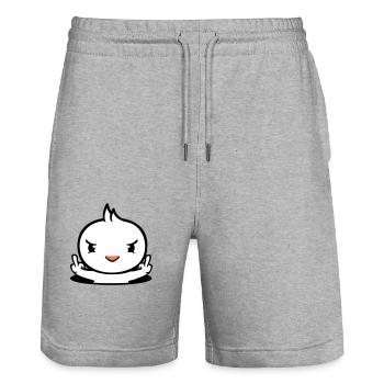 Bird Evil Bottom Hole Middle Finger Show Bad Boy - Stanley/Stella Trainer Unisex Organic Jogging Shorts - heather grey - Front - Nik (191cm) & Marisol (170cm)