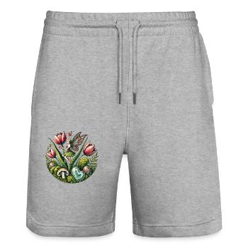 Tulipes Printanières Fée - Short de jogging bio TRAINER Stanley/Stella unisexe - gris chiné - Devant - Nik (191cm) & Marisol (170cm)