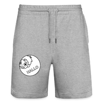 Little Phiri sagt "Hallo!" - Stanley/Stella Unisex Bio Joggingshorts Trainer  - Grau meliert - Vorne - Nik (191cm) & Marisol (170cm)