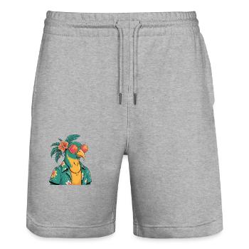 Colibri Oiseau Drôle D’été - Short de jogging bio TRAINER Stanley/Stella unisexe - gris chiné - Devant - Nik (191cm) & Marisol (170cm)