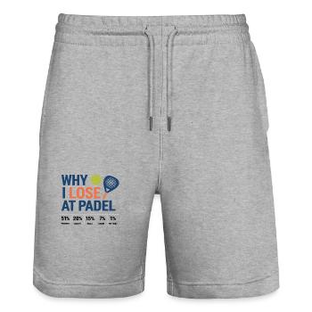 Why I lose at Padel 2 - Stanley/Stella Unisex Bio Joggingshorts Trainer  - Grau meliert - Vorne - Nik (191cm) & Marisol (170cm)