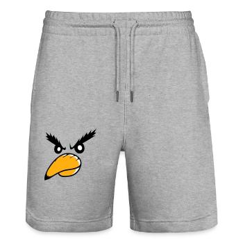 Corbeau oiseau Peeps Mal Cool Drôle Bande dessinée Humour Amusant - Short de jogging bio TRAINER Stanley/Stella unisexe - gris chiné - Devant - Nik (191cm) & Marisol (170cm)