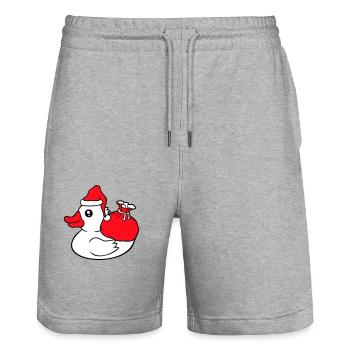 Ente Sack Mütze Weihnachtsmann Weihnachten Advent - Stanley/Stella Unisex Bio Joggingshorts Trainer  - Grau meliert - Vorne - Nik (191cm) & Marisol (170cm)