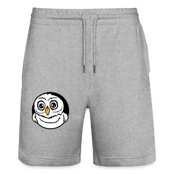 hibou oiseau aigle hibou hibou nuit oiseau effraie des granges chouette bande dessinée - Short de jogging bio TRAINER Stanley/Stella unisexe - gris chiné - Devant - Nik (191cm) & Marisol (170cm)