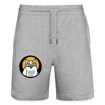 Owl Bird Eagle Owl Sun Moon Night Full Moon Round Logo - Stanley/Stella Trainer Unisex Organic Jogging Shorts - heather grey - Front - Nik (191cm) & Marisol (170cm)