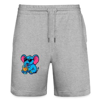 Elephant Comic Cocktail - Stanley/Stella Trainer Unisex Organic Jogging Shorts - heather grey - Front - Nik (191cm) & Marisol (170cm)