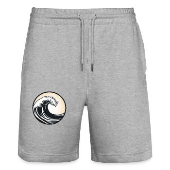 cadeau surfeur, fan de surf, grande vague - Short de jogging bio TRAINER Stanley/Stella unisexe - gris chiné - Devant - Nik (191cm) & Marisol (170cm)