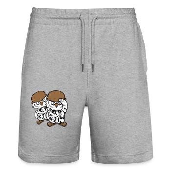 2 Owls Soldier Military War Helmet Army Two Team - Stanley/Stella Trainer Unisex Organic Jogging Shorts - heather grey - Front - Nik (191cm) & Marisol (170cm)