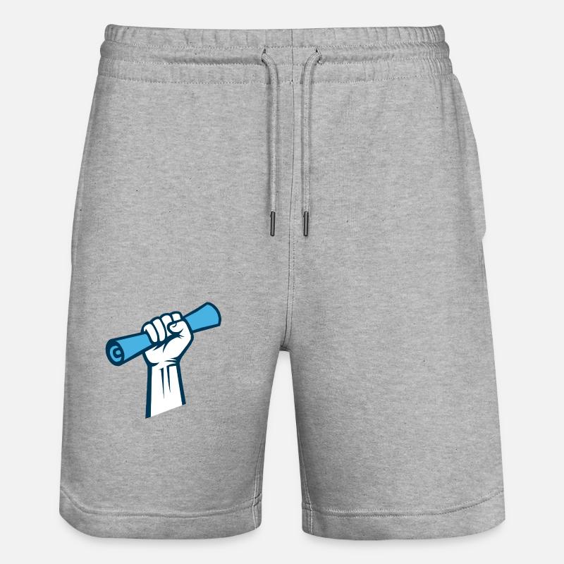 logo blanc2 - Short de jogging bio TRAINER Stanley/Stella unisexe - gris chiné