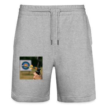Bogenschießen - Stanley/Stella Unisex Bio Joggingshorts Trainer  - Grau meliert - Vorne - Nik (191cm) & Marisol (170cm)