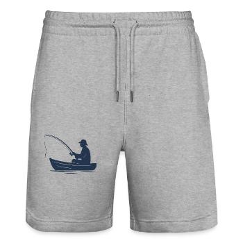Angeln: Ruhe, Natur und das Spiel mit dem Fisch - Stanley/Stella Unisex Bio Joggingshorts Trainer  - Grau meliert - Vorne - Nik (191cm) & Marisol (170cm)