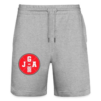 Jga 2025 Krone Junggesellen - Stanley/Stella Unisex Bio Joggingshorts Trainer  - Grau meliert - Vorne - Nik (191cm) & Marisol (170cm)