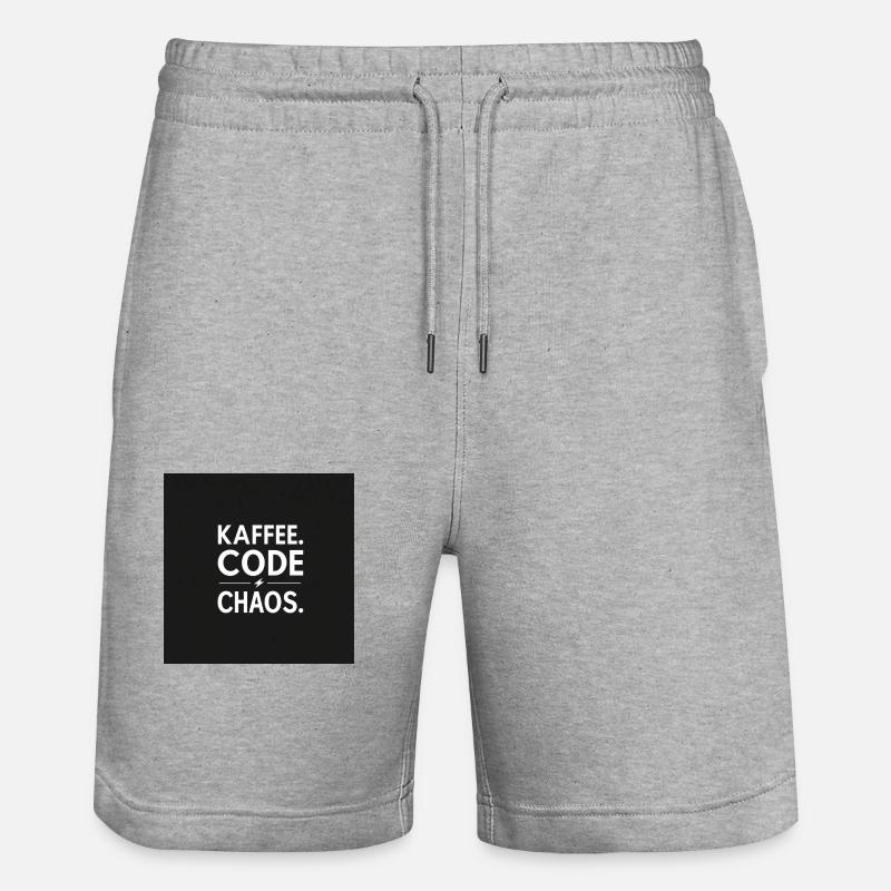 Kaffee, Code, Chaos - Stanley/Stella Unisex Bio Joggingshorts Trainer  - Grau meliert