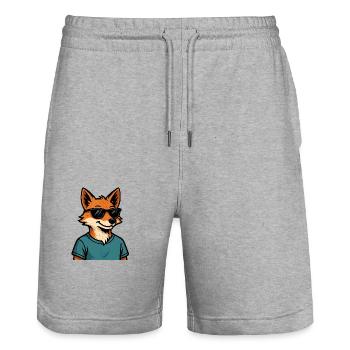 Comic-Fuchs mit Sonnenbrille - Stanley/Stella Unisex Bio Joggingshorts Trainer  - Grau meliert - Vorne - Nik (191cm) & Marisol (170cm)