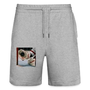 Sport - Eishockey, Torwart nimmt den Puck auf - Stanley/Stella Unisex Bio Joggingshorts Trainer  - Grau meliert - Vorne - Nik (191cm) & Marisol (170cm)