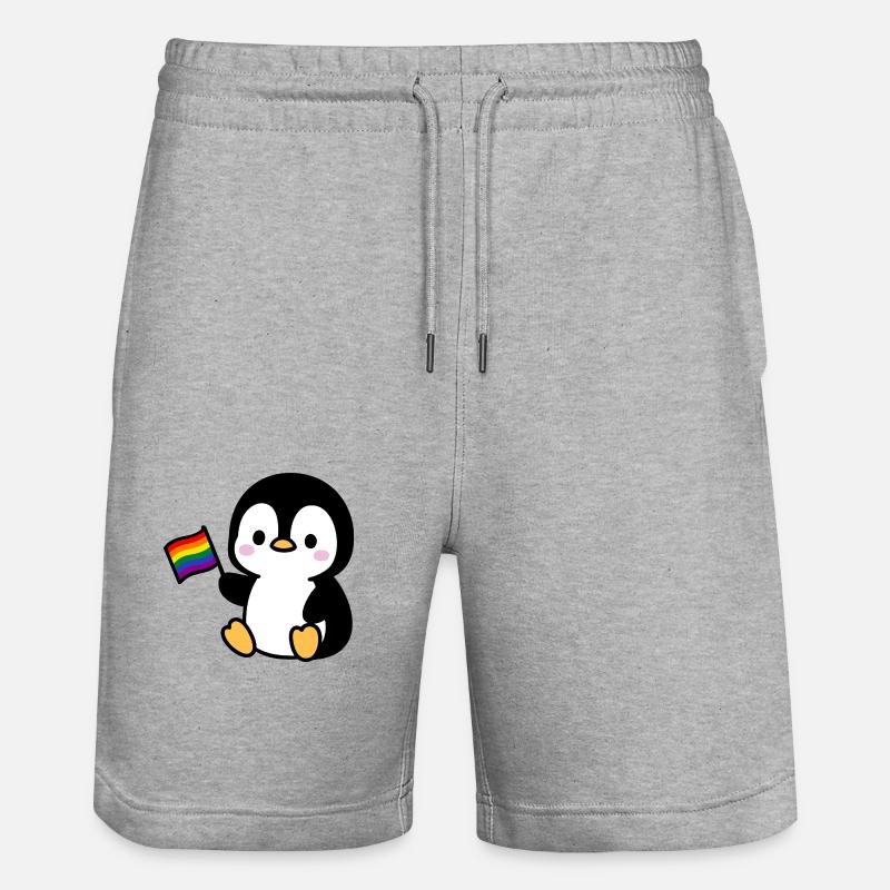 Pingouin avec drapeau arc-en-ciel - Short de jogging bio TRAINER Stanley/Stella unisexe - gris chiné