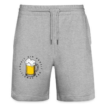 Ein Prosit der Gemütlichkeit - Stanley/Stella Trainer Unisex Organic Jogging Shorts - heather grey - Front - Nik (191cm) & Marisol (170cm)