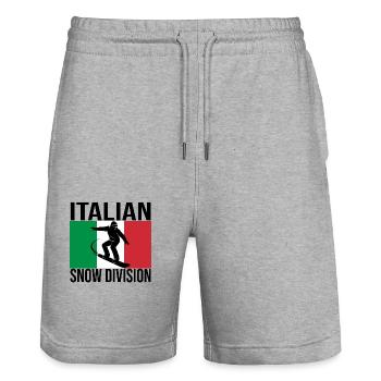Italian Snow Division Snowboard Tee - Stanley/Stella Unisex Bio Joggingshorts Trainer  - Grau meliert - Vorne - Nik (191cm) & Marisol (170cm)