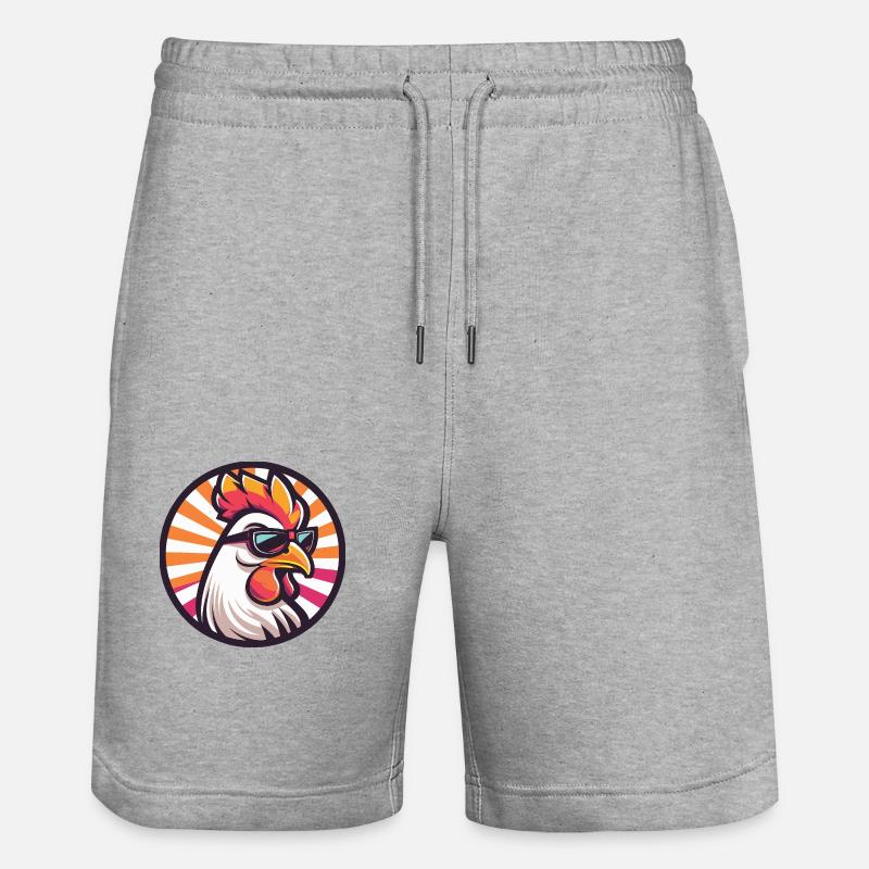 Huhn Comic Cool - Stanley/Stella Unisex Bio Joggingshorts Trainer  - Grau meliert