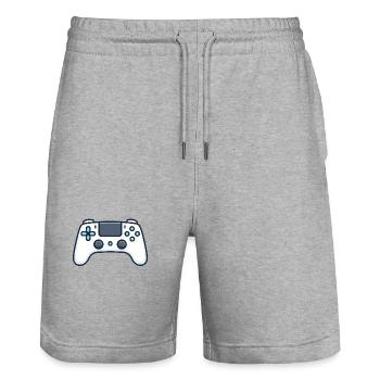 manette de jeu pour joueur sur console - Short de jogging bio TRAINER Stanley/Stella unisexe - gris chiné - Devant - Nik (191cm) & Marisol (170cm)