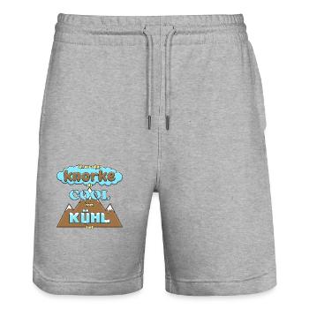 Knorke ist cool - Stanley/Stella Unisex Bio Joggingshorts Trainer  - Grau meliert - Vorne - Nik (191cm) & Marisol (170cm)