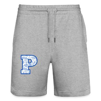 Buchstabe p blaue Chinoiserie - Stanley/Stella Unisex Bio Joggingshorts Trainer  - Grau meliert - Vorne - Nik (191cm) & Marisol (170cm)