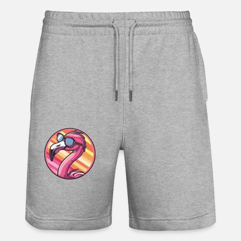 Flamingo Comic Cool - Stanley/Stella Unisex Bio Joggingshorts Trainer  - Grau meliert