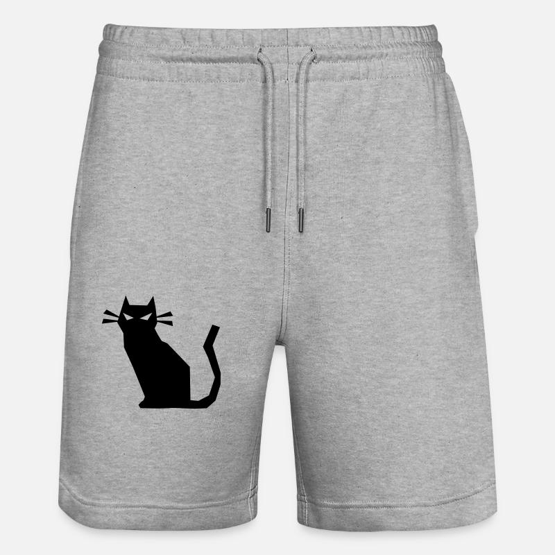 sharp cat evil - Stanley/Stella Trainer Unisex Organic Jogging Shorts - heather grey