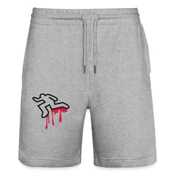 murder homicide coroner dead body outline - Stanley/Stella Trainer Unisex Organic Jogging Shorts - heather grey - Front - Nik (191cm) & Marisol (170cm)