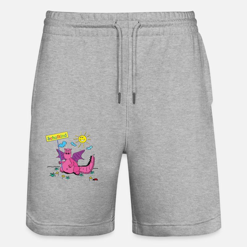 Kleiner Drache ist jetzt ein Schulkind - Stanley/Stella Unisex Bio Joggingshorts Trainer  - Grau meliert