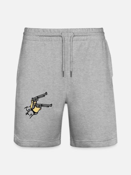 Weapons pistols hands dell - Stanley/Stella Trainer Unisex Organic Jogging Shorts - heather grey