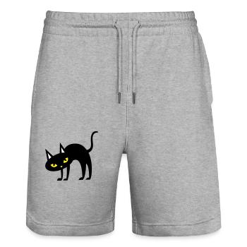 SCARY Halloween arched back cat - Stanley/Stella Trainer Unisex Organic Jogging Shorts - heather grey - Front - Nik (191cm) & Marisol (170cm)
