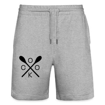 cuisinier - Short de jogging bio TRAINER Stanley/Stella unisexe - gris chiné - Devant - Nik (191cm) & Marisol (170cm)