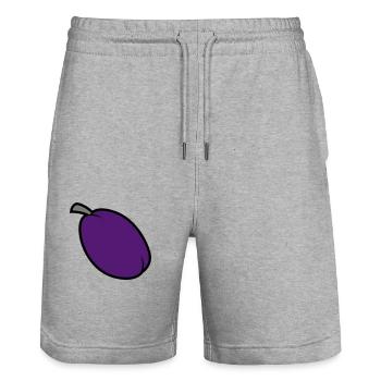 plum - Stanley/Stella Trainer Unisex Organic Jogging Shorts - heather grey - Front - Nik (191cm) & Marisol (170cm)