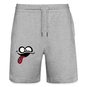 Verrücktes Comic Gesicht - Stanley/Stella Unisex Bio Joggingshorts Trainer  - Grau meliert - Vorne - Nik (191cm) & Marisol (170cm)