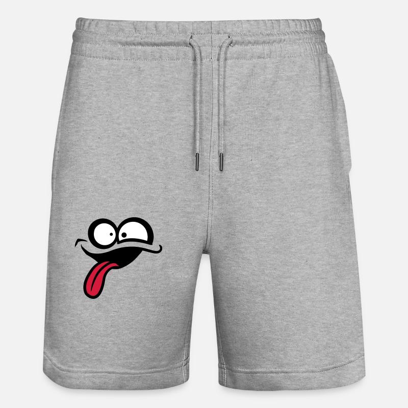 Verrücktes Comic Gesicht - Stanley/Stella Unisex Bio Joggingshorts Trainer  - Grau meliert