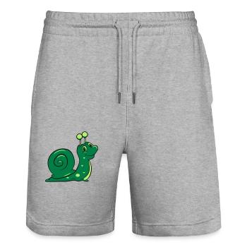Escargot drôle enfants - Short de jogging bio TRAINER Stanley/Stella unisexe - gris chiné - Devant - Nik (191cm) & Marisol (170cm)