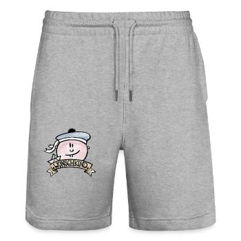 Wunschkind / Baby / Seemann / Ahoi / Geburt / Boot - Stanley/Stella Unisex Bio Joggingshorts Trainer  - Grau meliert - Vorne - Nik (191cm) & Marisol (170cm)