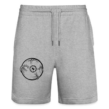 Œil d’horreur grande pupille - Short de jogging bio TRAINER Stanley/Stella unisexe - gris chiné - Devant - Nik (191cm) & Marisol (170cm)