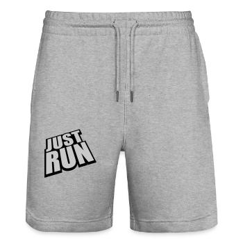 Sportler Just Run Logo - Stanley/Stella Unisex Bio Joggingshorts Trainer  - Grau meliert - Vorne - Nik (191cm) & Marisol (170cm)
