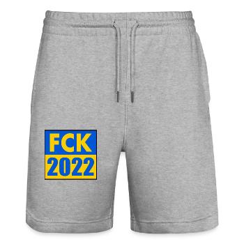 Fck 2022 - Stanley/Stella Trainer Unisex Organic Jogging Shorts - heather grey - Front - Nik (191cm) & Marisol (170cm)