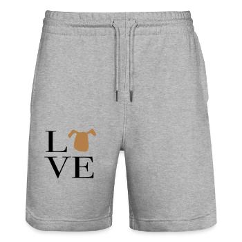 Ich liebe Hunde - Stanley/Stella Unisex Bio Joggingshorts Trainer  - Grau meliert - Vorne - Nik (191cm) & Marisol (170cm)
